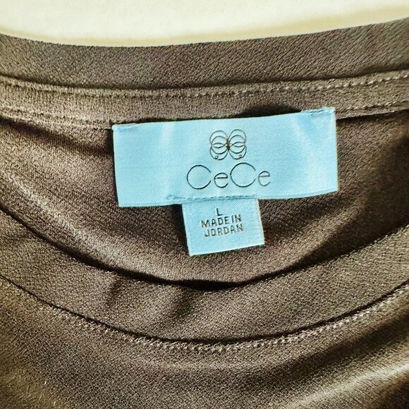 CECE SHEER SHORT SLEEVE BLACK BLOUSE - Picture 4 of 6